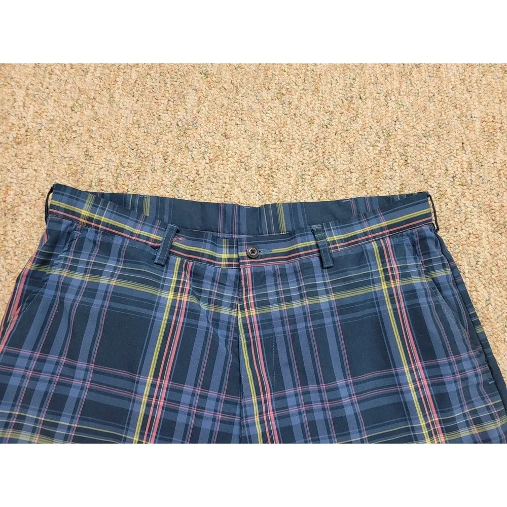 PGA‎ Tour Shorts Mens 36 Blue Plaid Pro Series Golf Performance Athletic Sports